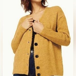 Top Shop Ladies Oversized Mustard V-neck Cardigan